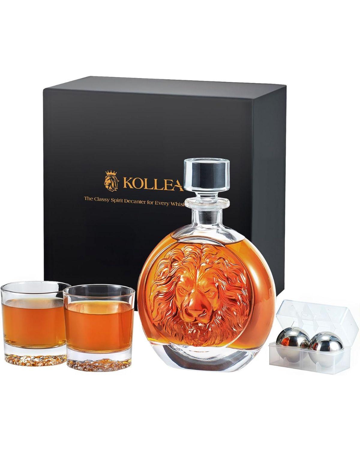 Kollea Engraved Lion Whiskey Decanter Set